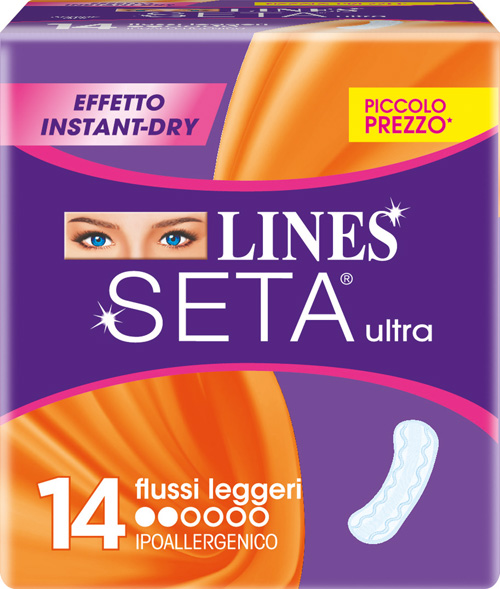 LINES SETA ULTRA ASSORBENTI PER FLUSSI LEGGERI 14 PEZZI - Farmacia Rossi2 - Farmacia Rossi 