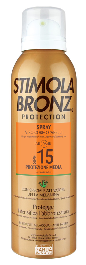 STIMOLABRONZ PROTECTION SPF15 SPRAY VISO CORPO E CAPELLI 150 ML - Farmacia Rossi2 - Farmacia Rossi 