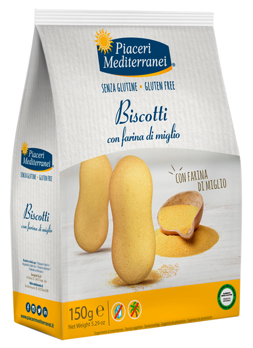 PIACERI MEDITERRANEI BISCOTTI FARINA DI MIGLIO 150 G - Farmacia Rossi2 - Farmacia Rossi 
