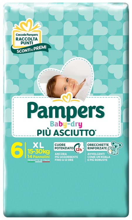 PAMPERS BABY DRY DWCT XL 14 PEZZI - Farmacia Rossi2 - Farmacia Rossi 