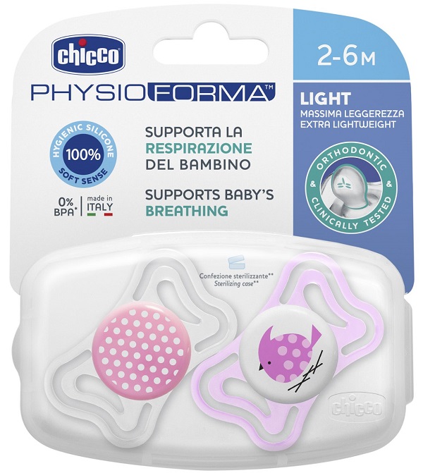CHICCO SUCCHIETTO LIGHT GIRL SILICONE 2-6 MESI 2 PEZZI - Farmacia Rossi2 - Farmacia Rossi 