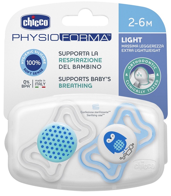 CHICCO SUCCHIETTO LIGHT BOY SILICONE 2-6 MESI 2 PEZZI - Farmacia Rossi2 - Farmacia Rossi 