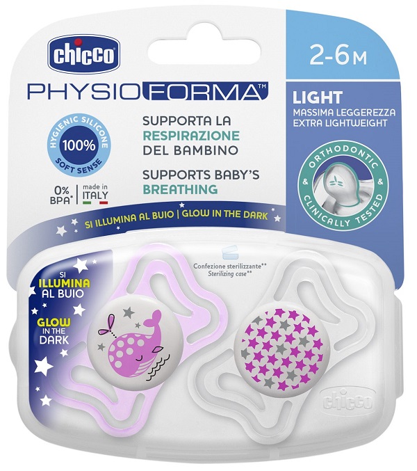 CHICCO SUCCHIETTO LIGHT LUMINOSO SILICONE 2-6 MESI 2 PEZZI - Farmacia Rossi2 - Farmacia Rossi 