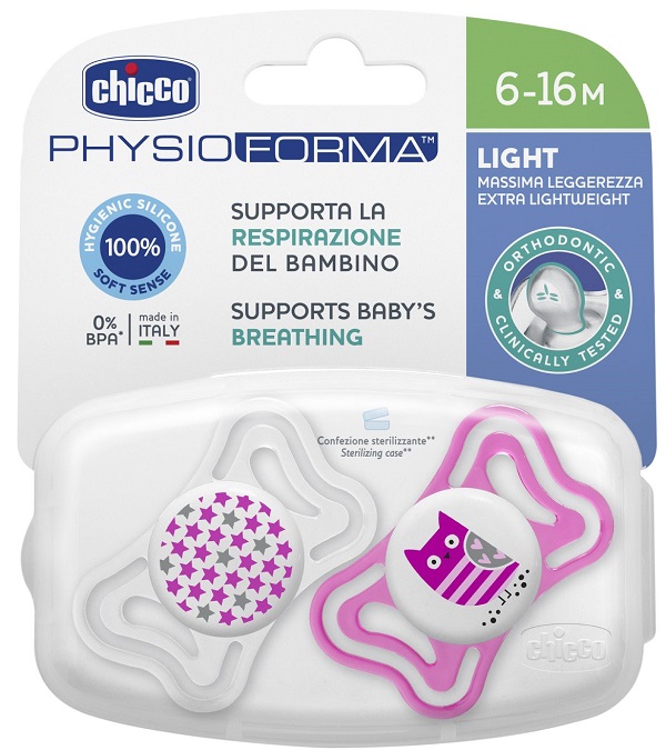 CHICCO SUCCHIETTO LIGHT GIRL SILICONE 6-16 MESI 2 PEZZI - Farmacia Rossi2 - Farmacia Rossi 
