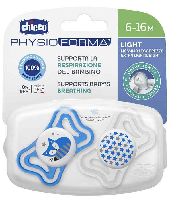 CHICCO SUCCHIETTO LIGHT BOY SILICONE 6-16 MESI 2 PEZZI - Farmacia Rossi2 - Farmacia Rossi 