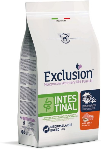EXCLUSION MONOPROTEIN VETERINARY DIET FORMULA DOG INTESTINAL PORK AND RICE MEDIUM/LARGE 12 KG DRY - Farmacia Rossi2 - Farmacia Rossi 