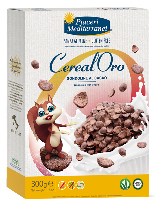 PIACERI MEDITERRANEI CEREALORO GONDOLINE CACAO 300 G - Farmacia Rossi2 - Farmacia Rossi 