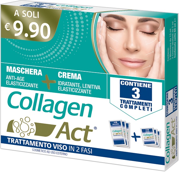 COLLAGEN ACT TRATTAMENTO VISO 2 FASI MASCHERA ANTI AGE ELASTICIZZANTE + CREMA IDRATANTE LENITIVA ELASTICIZZANTE - Farmacia Rossi2 - Farmacia Rossi 