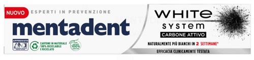 MENTADENT WHITE SYSTEM CHARCOAL 75 ML - Farmacia Rossi2 - Farmacia Rossi 