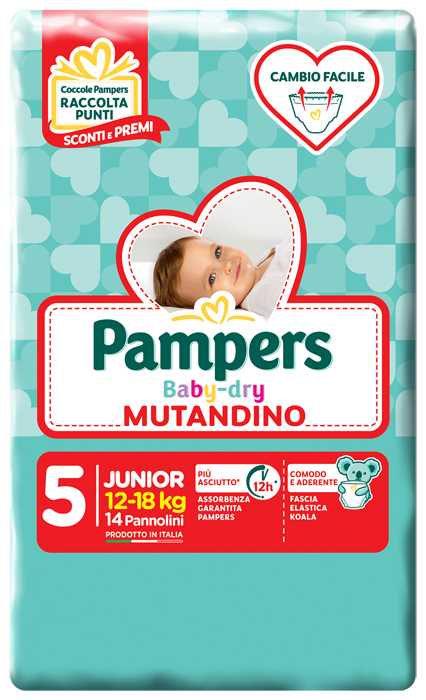 PANNOLINO A MUTANDINA PAMPERS BABY DRY JUNIOR SMALL PACK 14 PEZZI - Farmacia Rossi2 - Farmacia Rossi 