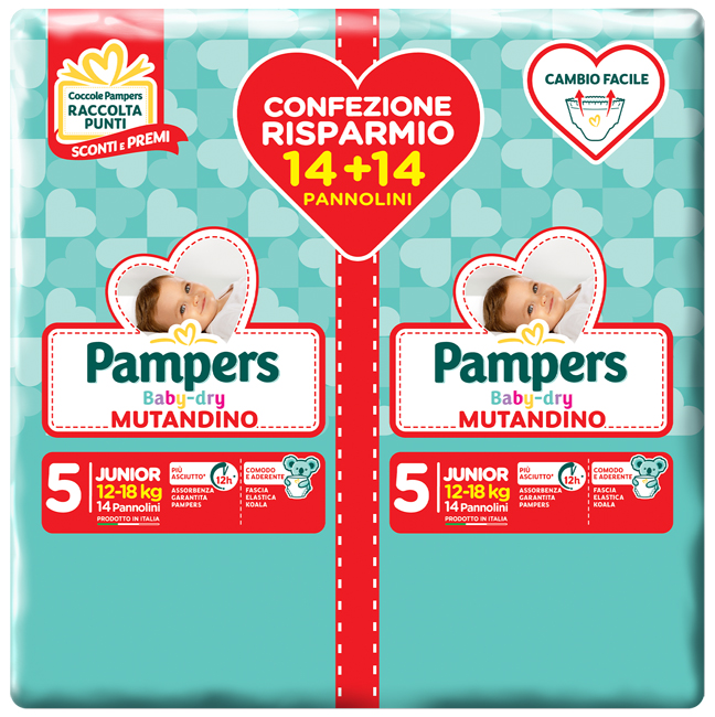 PAMPERS BABY DRY PANNOLINO A MUTANDINA DUO DWCT JUNIOR 28 PEZZI - Farmacia Rossi2 - Farmacia Rossi 