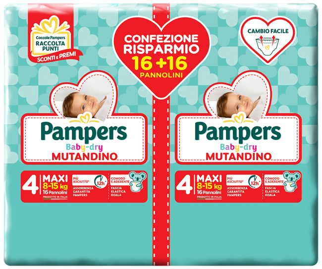 PAMPERS BABY DRY PANNOLINO A MUTANDINA DUO DWCT MAXI 32 PEZZI - Farmacia Rossi2 - Farmacia Rossi 