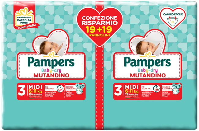 PAMPERS BABY DRY PANNOLINO A MUTANDINA DUO DWCT MIDI 38 PEZZI - Farmacia Rossi2 - Farmacia Rossi 