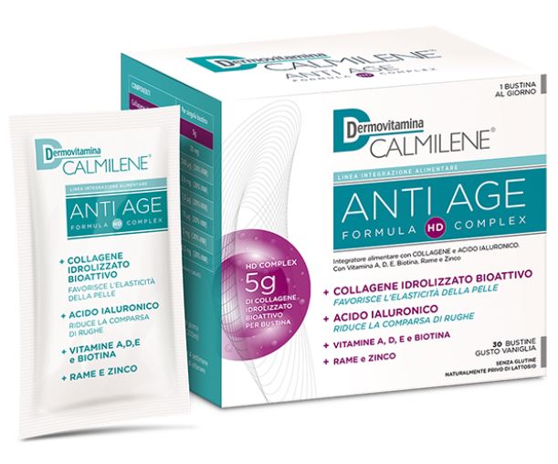 DERMOVITAMINA CALMILENE ANTIAGE IA A BASE DI COLLAGENE E ACIDO IALURONICO POLVERE 30 BUSTINE - Farmacia Rossi2 - Farmacia Rossi 