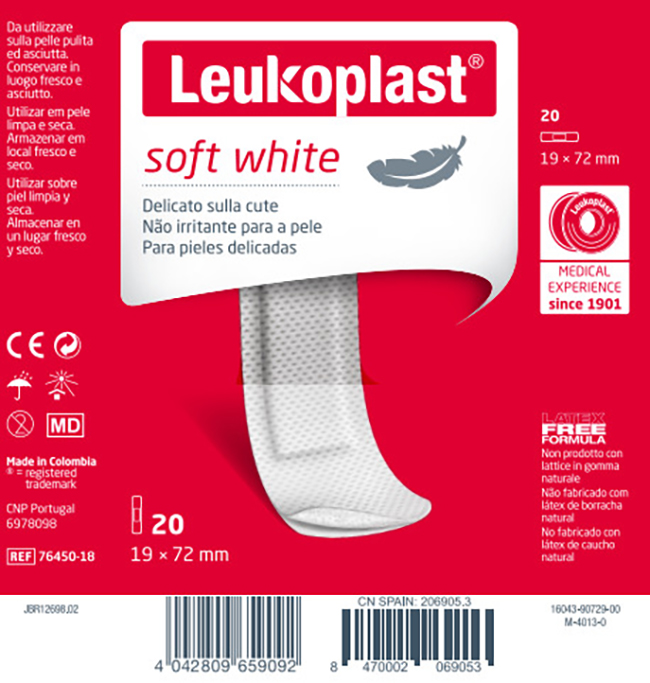 LEUKOPLAST SOFT WHITE 72 X 19 CM 20 PEZZI - Farmacia Rossi2 - Farmacia Rossi 