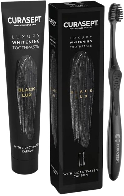 CURASEPT BLACK LUXURY WHITENING DENTIFRICIO 75 ML + SPAZZOLINO - Farmacia Rossi2 - Farmacia Rossi 