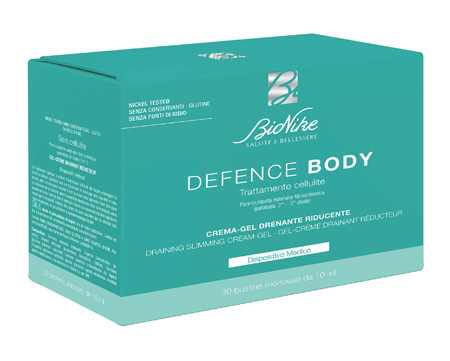 DEFENCE BODY TRATTAMENTO CELLULITE CREMA GEL DRENANTE RIDUCENTE 30 BUSTINE DA 10 ML - Farmacia Rossi2 - Farmacia Rossi 