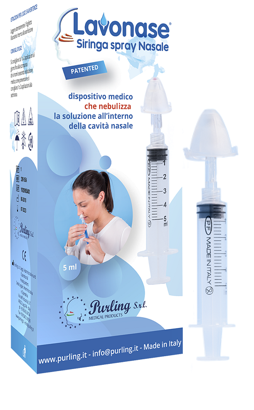 LAVONASE SIRINGA SPRAY NASALE NON STERILE 5 ML LUER-LOCK CON CAPPUCCIO + UGELLO NASALE CON RACCORDO LUER-LOCK + PERFORATORE CON VALVOLA NON RITORNO CON TAPPO - Farmacia Rossi2 - Farmacia Rossi 