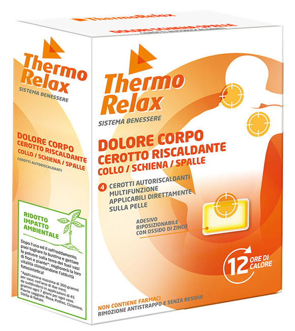 THERMORELAX CEROTTO AUTORISCALDANTE DOLORE CORPO COLLO/SCHIENA/SPALLE 4 PEZZI - Farmacia Rossi2 - Farmacia Rossi 