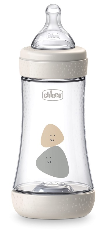 CHICCO BIBERON PERFECT 5 UNISEX 240 ML IN SILICONE 2 FORI - Farmacia Rossi2 - Farmacia Rossi 