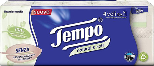 TEMPO FAZZOLETTI NATURAL&SOFT 10 PEZZI DA 9 FAZZOLETTI - Farmacia Rossi2 - Farmacia Rossi 