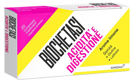 BIOCHETASI DIGESTIONE E ACIDITA' 20 COMPRESSE MASTICABILI AROMA LIMONE - Farmacia Rossi2 - Farmacia Rossi 