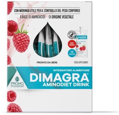 DIMAGRA AMINODIET DRINK LAMPONE 10 POUCH DA 80 G - Farmacia Rossi2 - Farmacia Rossi 