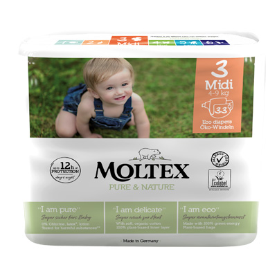 PANNOLINI MOLTEX PURE & NATURE MIDI 4-9 KG TAGLIA 3 33 PEZZI - Farmacia Rossi2 - Farmacia Rossi 