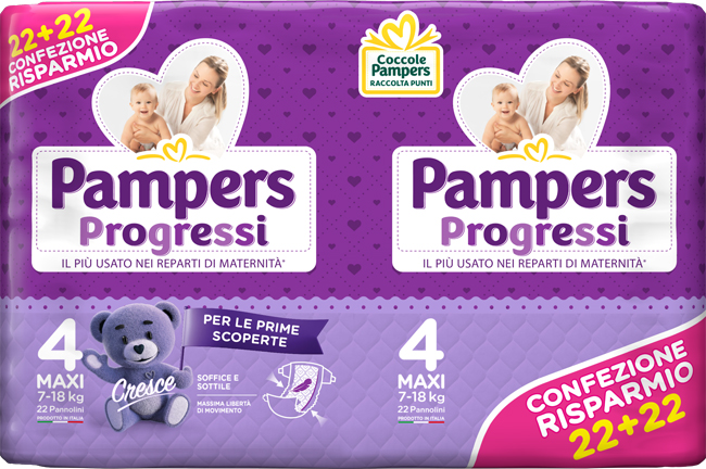 PAMPERS PROGRESSI MAXI PANNOLINO 4 7-18KG 44 PEZZI - Farmacia Rossi2 - Farmacia Rossi 