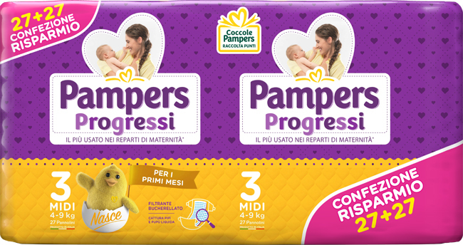 PAMPERS PROGRESSI MIDI PANNOLINO 3 4-9KG 54 PEZZI - Farmacia Rossi2 - Farmacia Rossi 