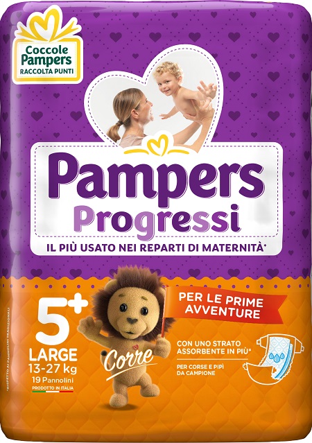 PAMPERS PROGRESSI LARGE PANNOLINO 5+ 13-27KG 19 PEZZI - Farmacia Rossi2 - Farmacia Rossi 