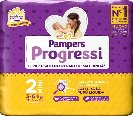 PAMPERS PROGRESSI MINI PANNOLINO 2 3-6KG 30 PEZZI - Farmacia Rossi2 - Farmacia Rossi 