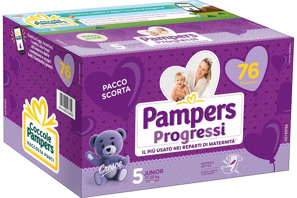 PANNOLINI QUADRIPACK PAMPERS PROGRESSI JUNIOR 76 PEZZI - Farmacia Rossi2 - Farmacia Rossi 