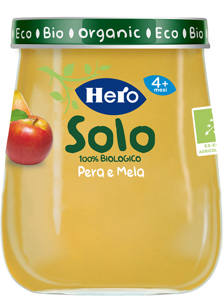 HERO SOLO OMOGENEIZZATO PERA MELA 100% BIO 120 G - Farmacia Rossi2 - Farmacia Rossi 