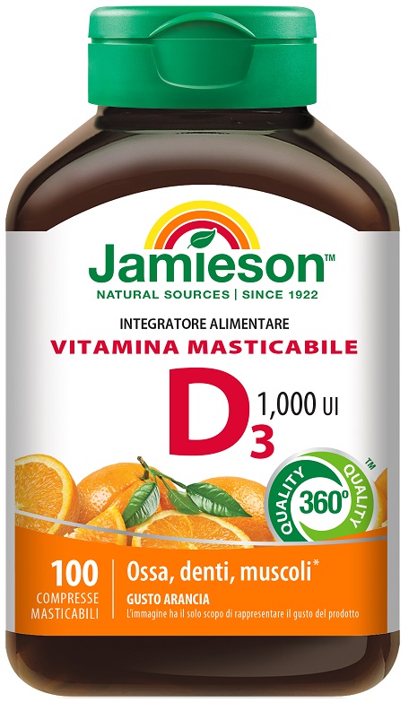 JAMIESON VITAMINA D MASTICABILE ARANCIA 100 COMPRESSE - Farmacia Rossi2 - Farmacia Rossi 