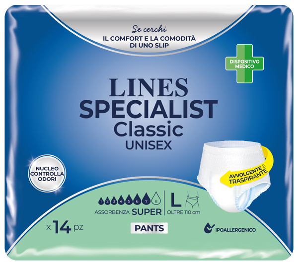 PANNOLONE A MUTANDA LINES SPECIALIST CLASSIC PANTS SUPER L 14 PEZZI - Farmacia Rossi2 - Farmacia Rossi 
