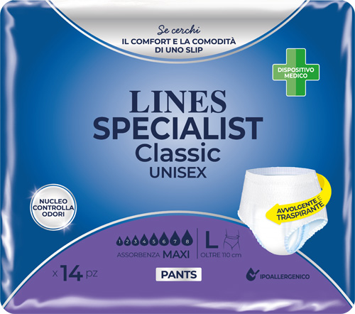 PANNOLONE A MUTANDA LINES SPECIALIST CLASSIC PANTS MAXI L 14 PEZZI - Farmacia Rossi2 - Farmacia Rossi 