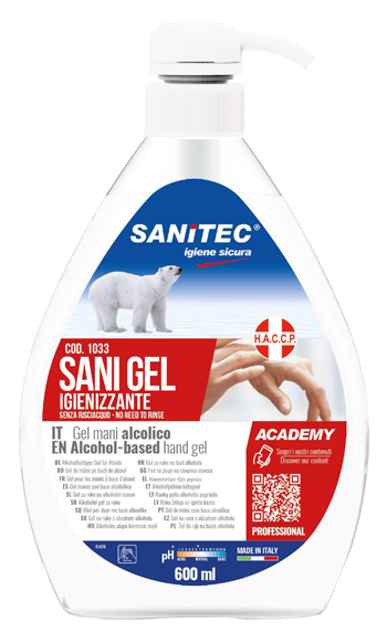 GEL IGIENIZZANTE MANI ALCOLICO 70% PRONTO ALL'USO SANI GEL SANITEC 600 ML USO PROFESSIONALE - Farmacia Rossi2 - Farmacia Rossi 