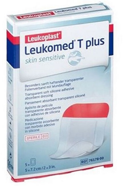 LEUKOMED T PLUS SKIN SENSITIVE MEDICAZIONE POST-OPERATORIA TRASPARENTE IMPERMEABILE CON MASSA ADESIVA AL SILICONE 5X7,2CM 5 PEZZI - Farmacia Rossi2 - Farmacia Rossi 