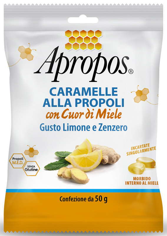 APROPOS CARAMELLE DURE LIMONE/ZENZERO CUOR DI MIELE 50 G - Farmacia Rossi2 - Farmacia Rossi 