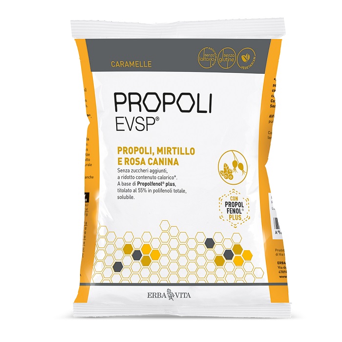 PROPOLI EVSP CARAMELLE PROPOLI MIRTILLO ROSA CANINA 65 G - Farmacia Rossi2 - Farmacia Rossi 