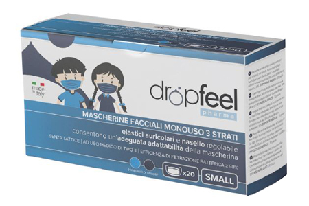 MASCHERINA USO MEDICO DROPFEEL PHARMA MONOUSO SMALL TIPO II BLU NAVY E AZZURO 20 PEZZI - Farmacia Rossi2 - Farmacia Rossi 