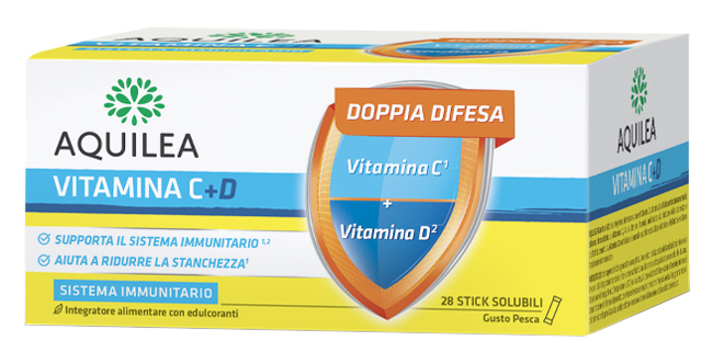 AQUILEA VITAMINA C+D 28 BUSTINE STICK - Farmacia Rossi2 - Farmacia Rossi 