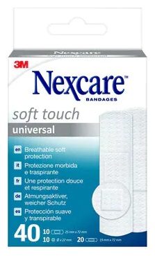 CEROTTO PREPARATO NEXCARE SOFT TOUCH UNIVERSAL 3 MISURE 20 CEROTTI 19X72MM + 10 CEROTTI 25X72MM + 10 CEROTTI TONDI 22,5 MM - Farmacia Rossi2 - Farmacia Rossi 