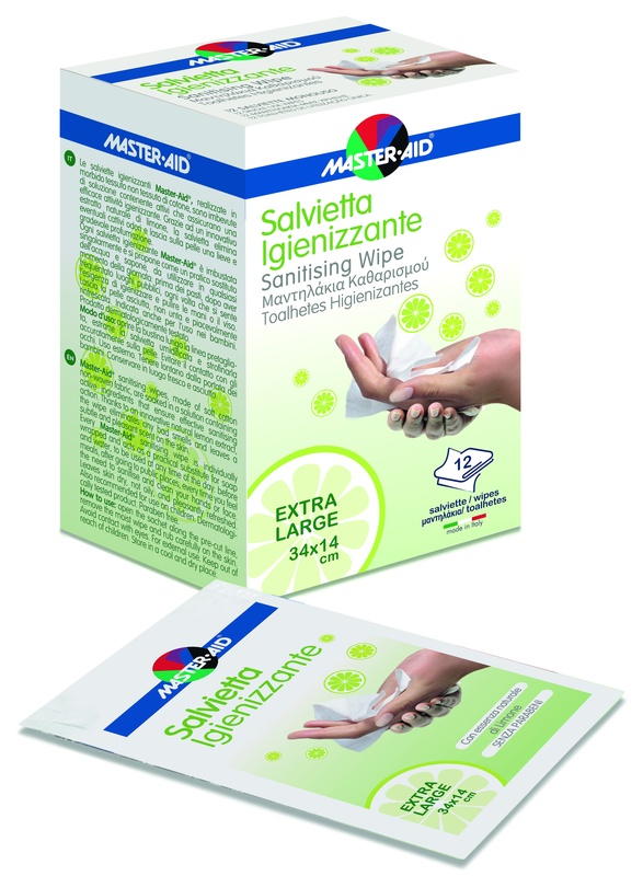 MASTER-AID SAVIETTA IMPREGNATA DI SOLUZIONE IGIENIZZANTE XL 12 PEZZI - Farmacia Rossi2 - Farmacia Rossi 