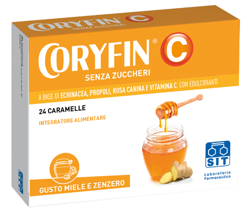 CORYFIN C SENZA ZUCCHERO MIELE ZENZERO 24 CARAMELLE - Farmacia Rossi2 - Farmacia Rossi 