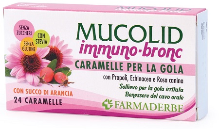 MUCOLID BRONC IMMUNO 24 CARAMELLE GUSTO ARANCIA - Farmacia Rossi2 - Farmacia Rossi 