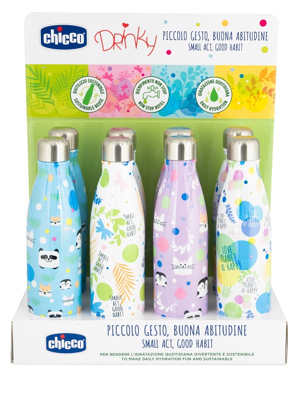 CHICCO BOTTIGLIA INOX DA 500 ML DISPLAY BOX - Farmacia Rossi2 - Farmacia Rossi 