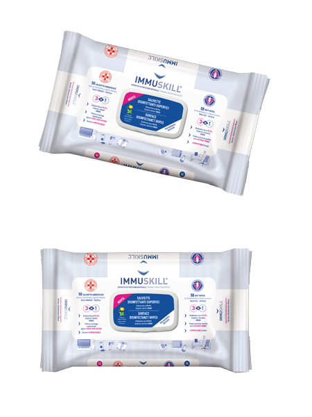 IMMUSKILL SALVIETTE DISINFETTANTI SUPERFICI 50 PEZZI - Farmacia Rossi2 - Farmacia Rossi 