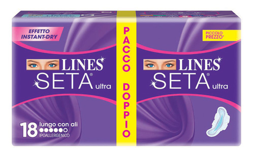 LINES SETA ULTRA ASSORBENTE LUNGO CON ALI 18 PEZZI - Farmacia Rossi2 - Farmacia Rossi 